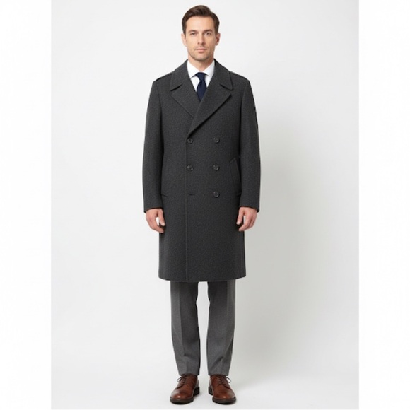 Men's Vintage London Fog Long Wool Coat Grey Made in USA Size 40 Regular - Picture 1 of 9